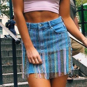 Top shop Embellished denim skirt